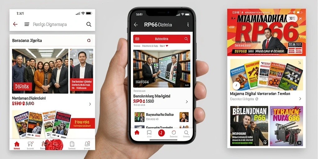 Tampilan antarmuka aplikasi Majalah Digital RP66 yang menarik dan informatif.