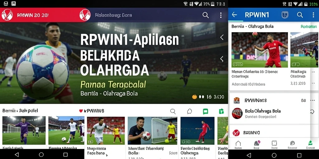 Tampilan antarmuka aplikasi RPWIN1 untuk berita olahraga bola.