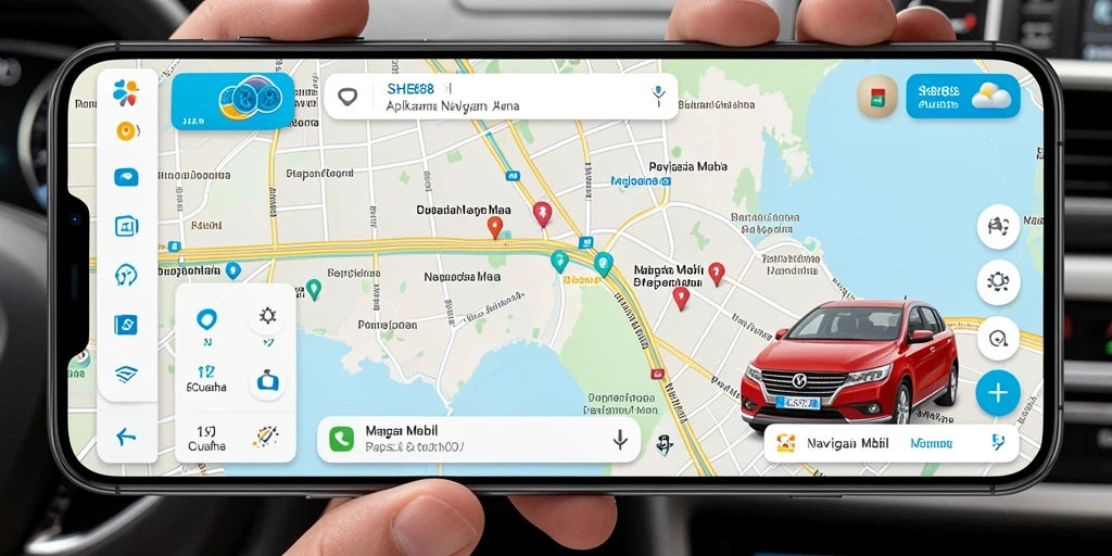 Antarmuka SHE888 yang intuitif untuk navigasi mobil.