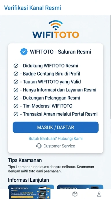 Tampilan kanal resmi wifitoto